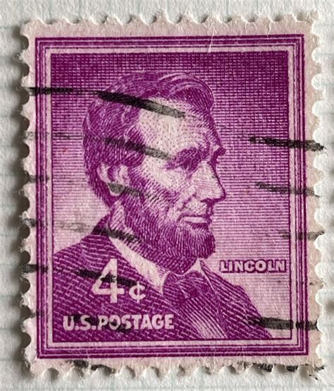 4 cent us postage stamp|4 cent lincoln stamp purple.